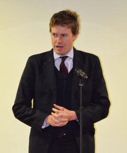 Dr Tristram Hunt delivering his lecture; 'Aristocracy and Industry: the Sutherlands in Staffordshire'.