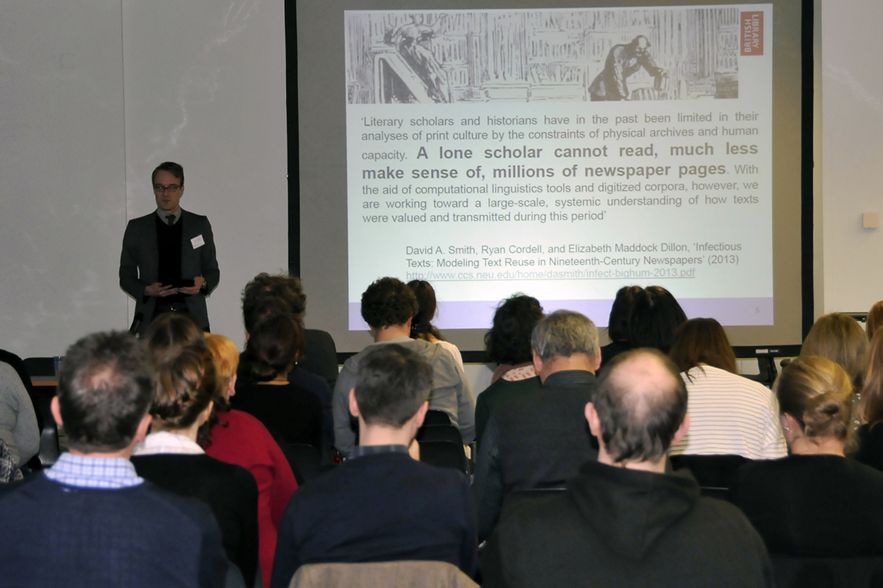 Dr James Baker of the British Library spoke about digital research on 18 March.