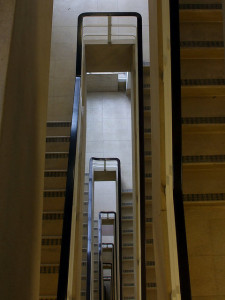Looking down from the top of the IHR stairs.