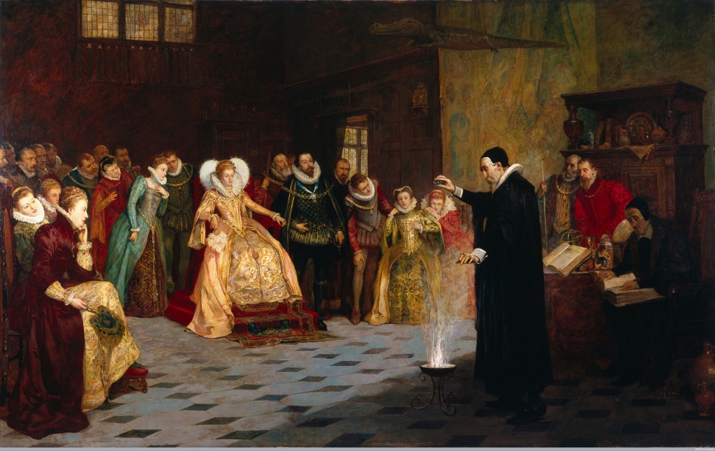John Dee performing an experiment before Queen Elizabeth I. Credit: Wellcome Library, London. Wellcome Images images@wellcome.ac.uk http://wellcomeimages.org 
