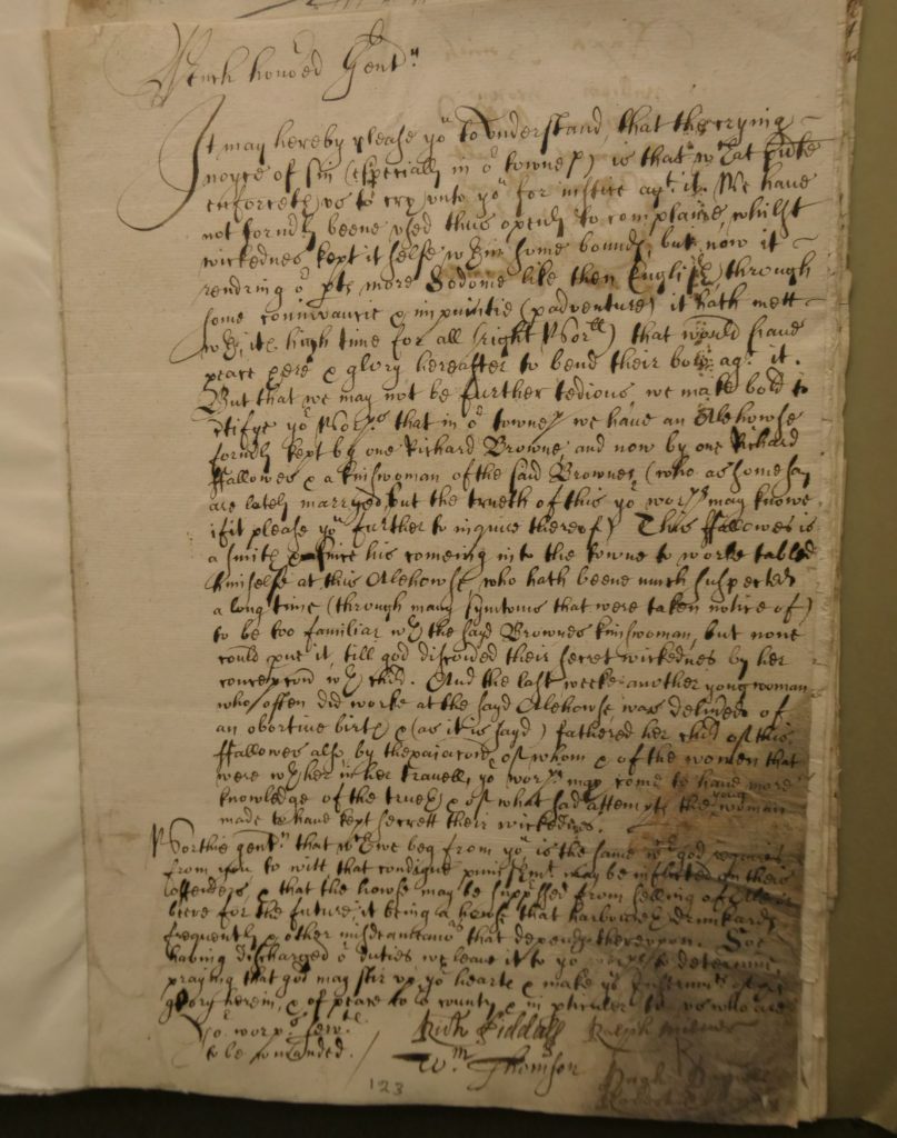 Image of the original petition from Bramhall, Cheshire, 1658