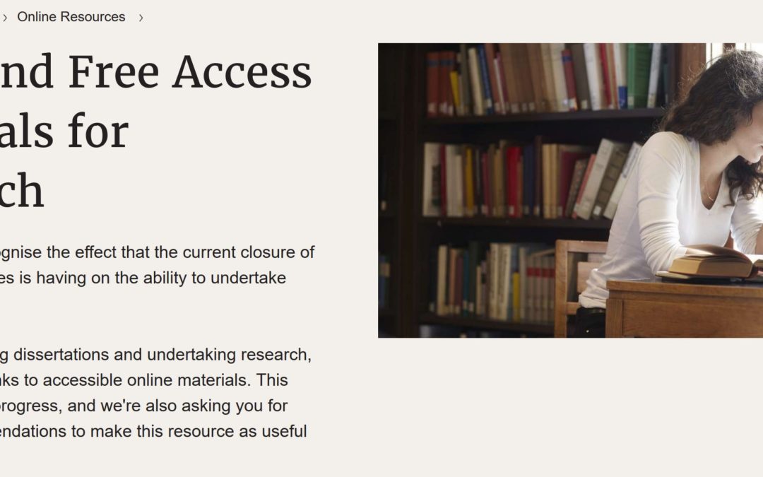Research Under Lockdown: an update on Open and Free Access Material for Research